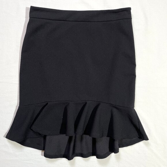 Forever 21 Ruffle Hi Low Mini Skirt Size Medium Black - Picture 4 of 11